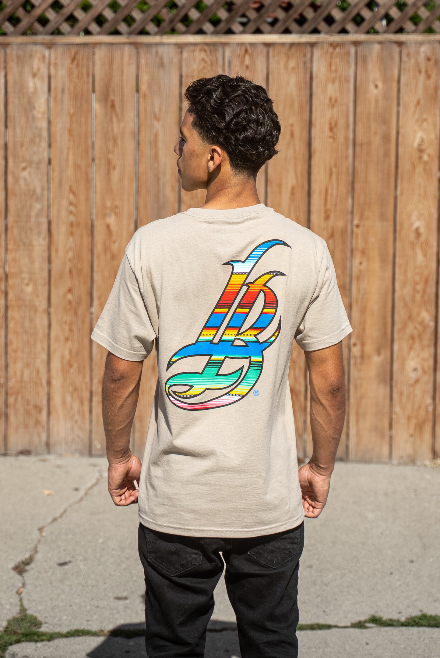 Serape Cursive LB Men's Sand T-Shirt