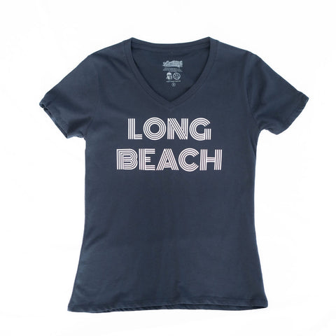 Monoton Long Beach Women's Navy V-Neck Shirt