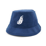 Cursive LB White On Navy Bucket Hat