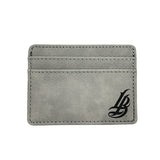 Cursive LB Grey Faux Leather Money Clip Card Case