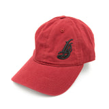 Cursive LB Black On Cardinal Unstructured Dad Hat