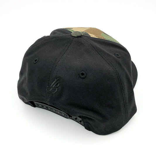 Cursive LB Camo & Black Snapback