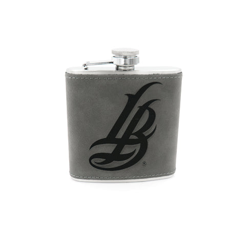 Cursive LB Grey Faux Leather Flask