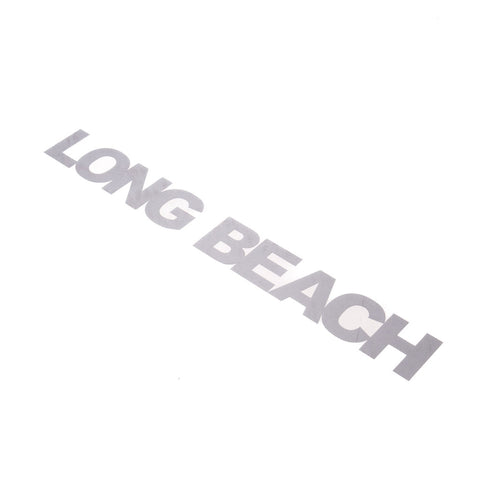 12" Long Beach Block Letter Silver Vinyl Sticker