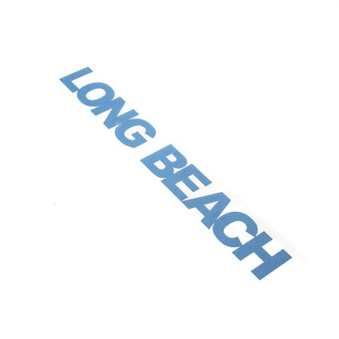 12" Long Beach Block Letter Blue Vinyl Sticker