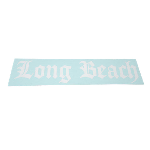 5" Old English Long Beach White Vinyl Sticker
