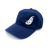 Cursive LB White on Navy Unstructured Dad Hat
