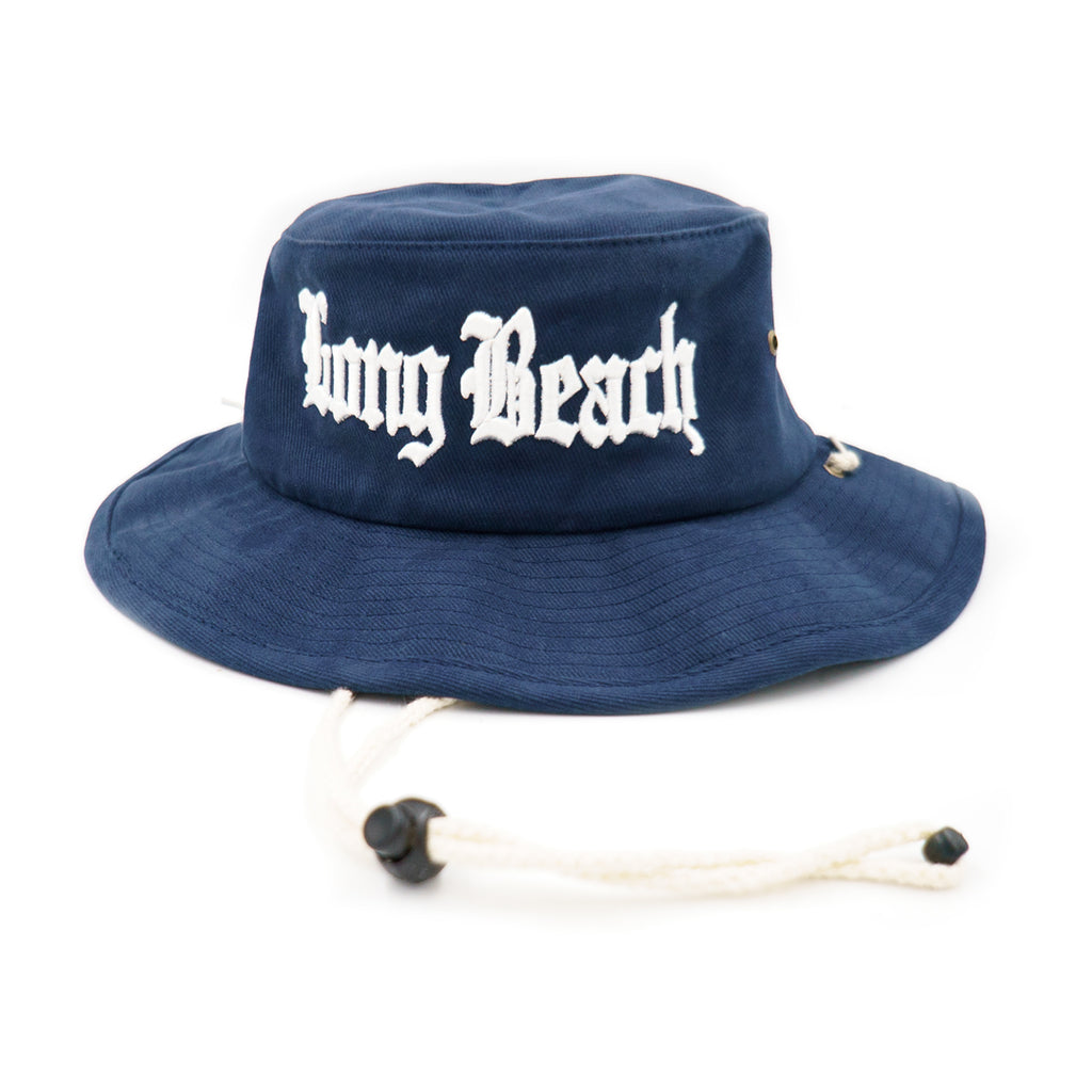 Old English Long Beach Navy Fishing Hat – Long Beach Clothing Co.