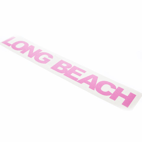 12" Long Beach Block Letter Pink Vinyl Sticker