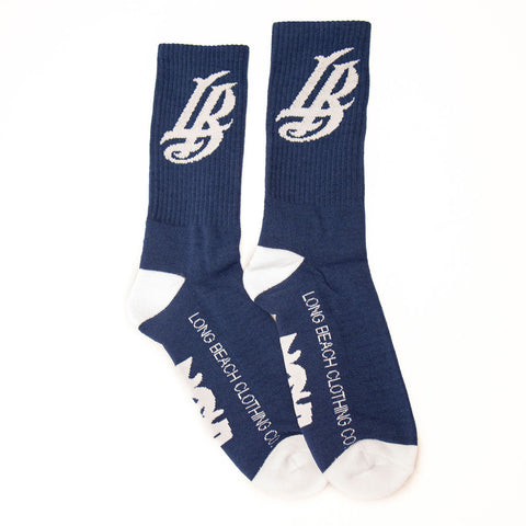 Cursive LB Navy Long Beach Socks