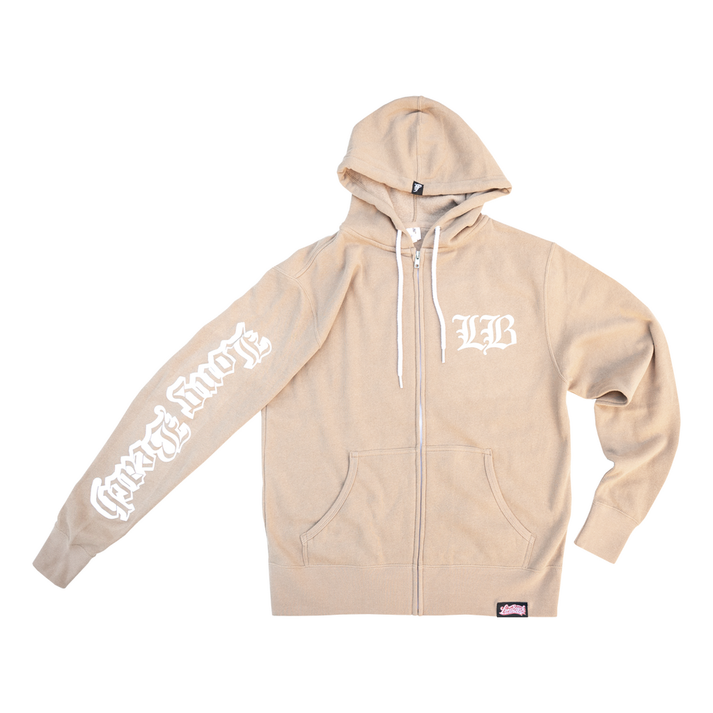 Old English Women's Sandstone Zip-Up Hoodie – Long Beach Clothing Co.