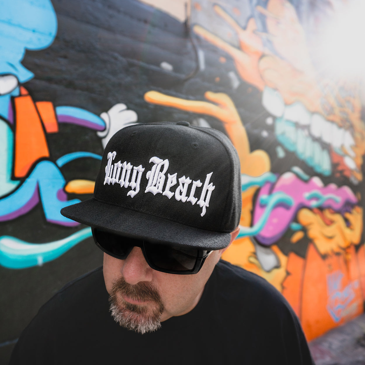 Old English Long Beach Black Snapback