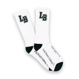 Classic Long Beach Clothing White LB Socks
